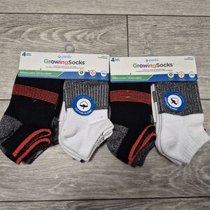2 New Packs Of PEDS GROWING SOCKS 4pairs Kids Low Cut Socks. Shoe Size 13-8